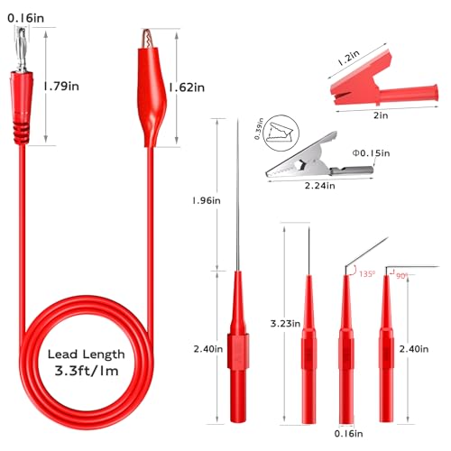 Goupchn Back Probe Kit Banana Plug to Copper Alligator Clip Automotive Test Leads Set with 3 Configurations Back Probe Pins Extended Length Probes for Car Repairing Diagnostic by Goupchn - Image 3