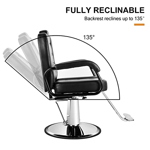 Artist Hand Barbers Chairs, Heavy Duty Hydraulic Reclining Salon Chair Spa Furniture Shampoo Reclining Extra Wider Seat Beauty Hair Salon Equipment(Black) #TOP2
