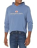 vineyard vines Men's Long-Sleeve VV Hoodie T-Shirt, Football-Moonshine, Large