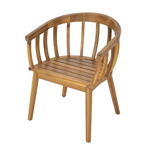 Christopher Knight Home Belas Patio Acacia Wood Dining Chairs Set of 2, Wooden Outdoor Dining Armchair Set with Removable Cushions, Comfy Lounge Chair Outdoor with Curved Backrest, Teak+Beige by Christopher Knight Home - Image 9