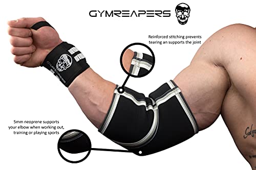 Elbow Sleeves (1 Pair) W/Wrist Wraps - Support & Compression For Powerlifting, Weightlifting, Bench & Tendonitis - 5Mm Neoprene Sleeve - For Men & Women - 1 Year Warranty (X-Large) #TOP3