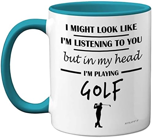 Golf Gifts for Men - in My Head I'm Playing Golf Mug - Funny Golf Presents for Men, Gifts for Golfers Men, Golf Presents, Golf Lover Gift Ideas, 11oz Ceramic Dishwasher Safe Premium Mugs - by Stuff4