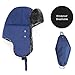 mysuntown Winter Hats for Women Men Trapper Ushanka Hat with Ear Flaps Warm Russian Bomber Hats for Cold Weather Blue