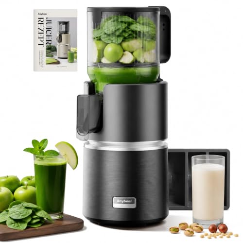 Image of Anybear 350W Slow Juicer, 4.9" Chute, Cold Press Juicer with Recipe Book
