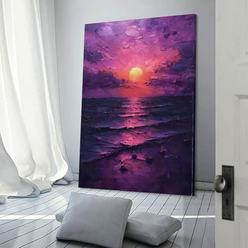 Affiche de paysage marin violet POLIUAWS toile de décoration murale moderne 30x45 cm