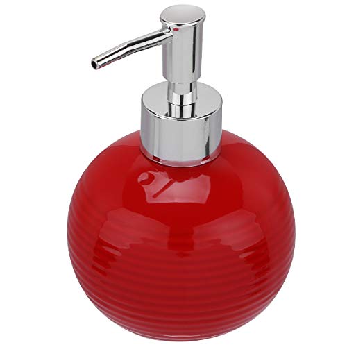 Beaupretty Dispensador para Jabón y Crema Líquida Rojo de Loción de Cerámica Bomba Fácil de Usar Botella Recargable Portátil para Baño y Tocador