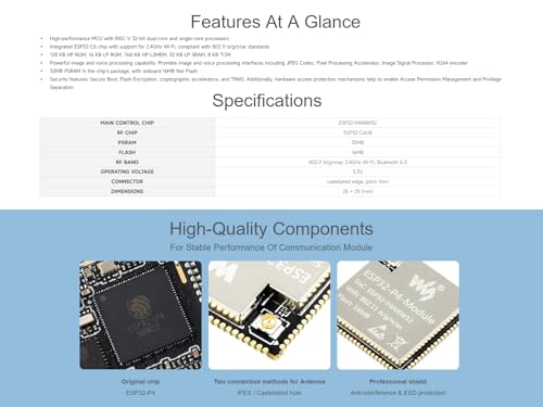 Placa de desarrollo ESP32-P4 con procesadores RISC-V y chip integrado ESP32-C6 3