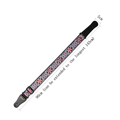 Tomshin Correias de guitarra com bordado ajustável GS-02 para guitarras elétricas acústicas Baixo ac