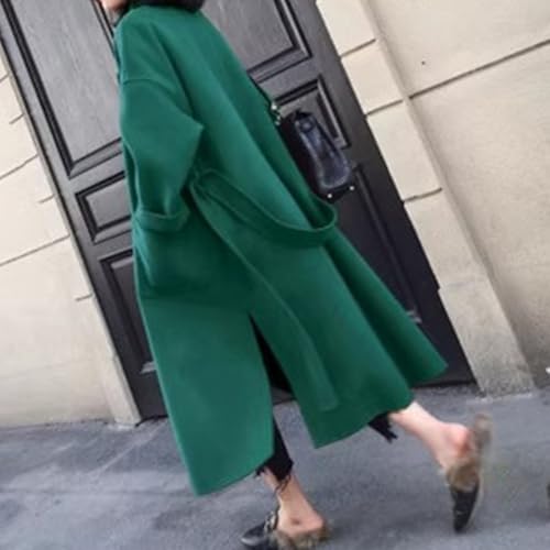 Manteau long en cachemire double face femme veste mi-saison avec ceinture beige