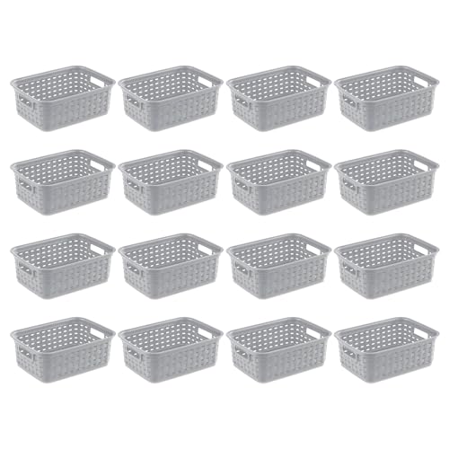 Sterilite 11 Inch Small Weave Open Bin Wicker Storage Basket