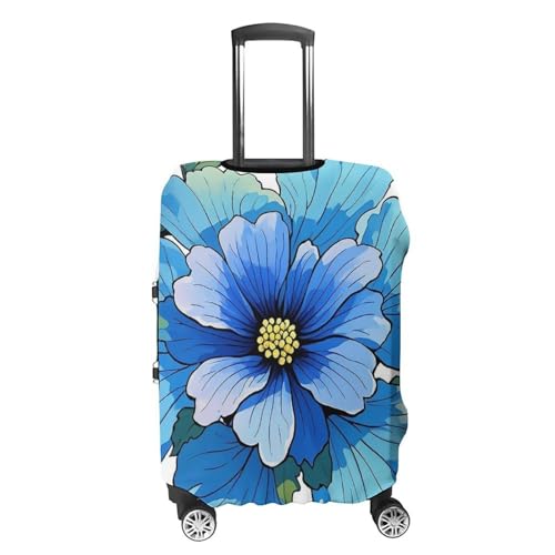 Blue Hibiscus Flower Printed Luggage Cover Protector, Fits 18-32 Inch Luggage4