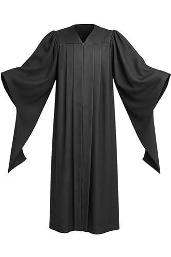 Gradwear Classic Masters Graduation Gown, Unisex Masters Degree Regalia (Black, 51(5'6