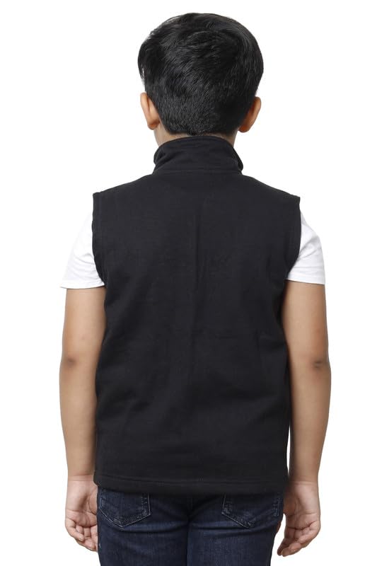 Image of IndiWeaves Boys Solid Fleece Warm Sleeveless Jackets for Winters (Pack of 2) Grey::Yellow