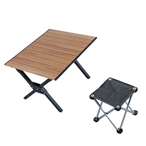Iclimb 1 Lightweight Stable Elegant Rectangle Alu. Folding Table And 1 Folding Stool Bundle For Adults Outdoor Camping Glamping Picnic Backyards Bbq Home Kitchen #TOP26