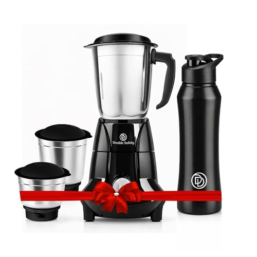 Image of Berlin 750W Juicer Mixer Grinder With Hold & Cold Water Bottle 1Ltr Combo | 3 Jar | Perfect for Juicing, Mixing, Blending | Stainless Steel Blades | Black | 2 Years Warranty