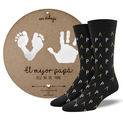 Imagen de MIMUSELINA Regalo Dia del Padre Personalizado Círculo de Madera DM con Huella del Bebé 20