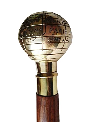 Antique Brass Designer Globe Handle Victorian Black Wooden Walking Cane Stick Vintage Replica Handle Wooden Vintage Victorian Wooden Cane Collectible Nautical Gift for Her by Nautical Shoppe.