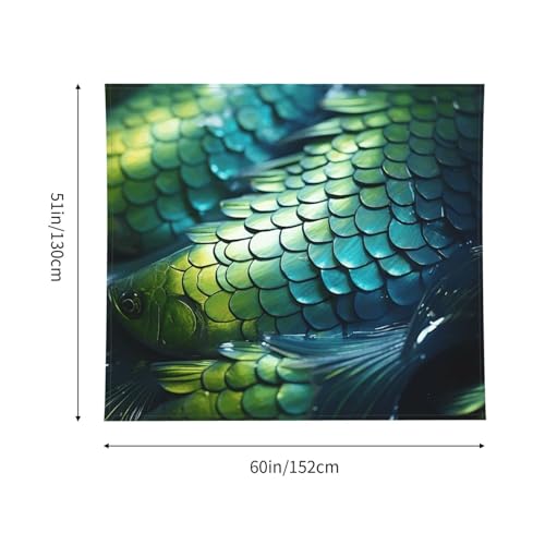 Tapiz de pared con estampado de peces verdes DUWAA, decoración para sala de estar 5