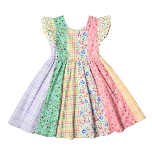 Image of Kids Girls Printed Embroidered Fusion Dress | Handmade Crafted Designer Ethnic Wear | 100% Cotton