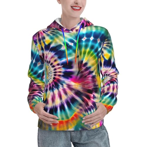 Pull à capuche femme imprimé Tie Dye avec poche kangourou EdWal
