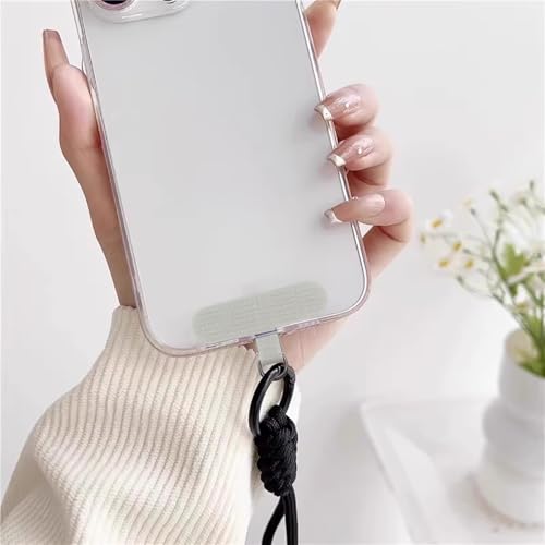 Phone Tether Tab, 3 Pcs Cell Phone Lanyard Patch Compatible with iPhone Smartphone, Phone Strap Replacement Part for All Full Phone Cases, Black/Grey/White