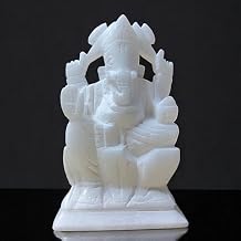 Marble Ganesha Statue 5" inch Handcrafted Lord Ganesh Idol for Home Decor, Puja, and Vastu Divine Hindu God Sculpture for Blessings, Spiritual Worship, and Gift Giving