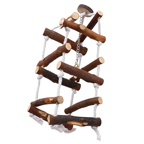 HOLIDYOYO Wooden Parrot Swing Pendant Hanging with Buckle Durable Cotton Rope for Indoor Cages and Outdoor Gardens Fun Bird Plaything for Parakeets Cockatiels