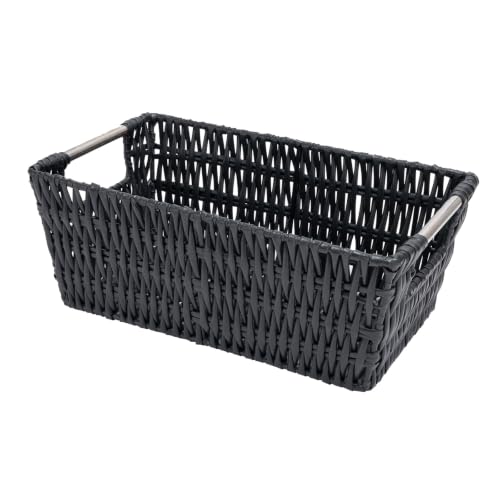 Image of Whitmor 6500-2712-BLK Rattique Small Shelf Black Tote Basket