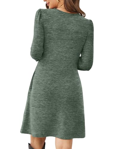 Image of OFEEFAN Womens Long Sleeve Tunic Dress Fall Fashion Sweater Dress with Pockets Pleated Front Casual Winter