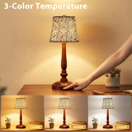 15.5'' Wireless Table Lamp, 5400mAh Rechargeable Small Bedside Touch Lamp - 4