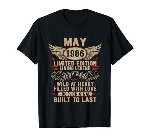 Legend Born In May 1986 Vintage May 1986 Birthday T-Shirt