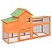 HETFTJN Large Wooden Chicken Coop and Rabbit Hutch Outdoor Solid Pine Brown 73.4