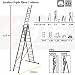 Escalera 3 Tramos Transformable Profesional de Aluminio Triple Tijera con Tramo Extensible...
