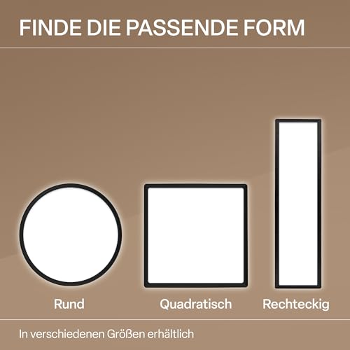 B.K.Licht - LED Deckenlampe mit indirektem Licht, Flach, Neutralweißes Licht, IP44, Panel, LED Lampe, Deckenleuchte, Badezimmer Lampe, Wohnzimmerlampe, Küchenlampe, 29x29x3 cm, Schwarz