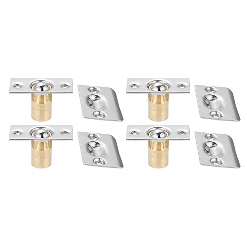 Image of JQK Closet Ball Catch Door Hardware, Stainless Steel Catch Adjustable with Strike Plate, Chrome Finish 4 Pack, HBC100-CH-P4