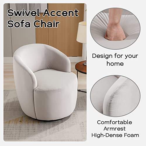 Sudwesto Swivel Barrel Chair With Velvet Fabric, Swivel Accent Chair, Comfy Sherpa Round Accent Chair For, Swivel Club Armchair For Nursery Living Room Bedroom (Grey Velvet) #TOP4