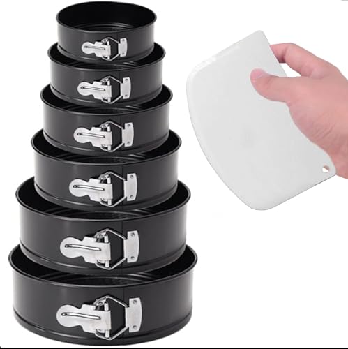COOCK 6-delige Bakvorm Set – Premium Springvormen met Antiaanbaklaag – Rond Taartvormen 12–28 cm – Hoogwaardige Cakevormen Incl. Deegschraper & Gratis E-Book Recept