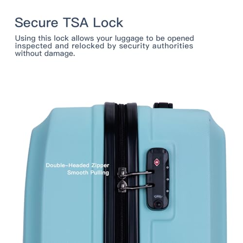 3 Piece Luggage Sets Abs Lightweight Suitcase With Two Hooks, Spinner Wheels, Tsa Lock, (20/24/28) Green4