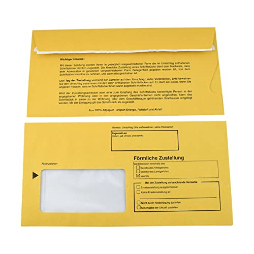 Innere Postzustellungshüllen 50 Stück Förmliche Zustellung Postzustellungsumschläge Menge wählbar 50, 100 oder 500 Stück Cover