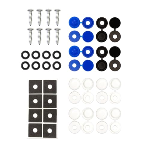 Tornillos para Matrículas con Tapones de Ocultación. Pack para Fijar 2 Matrículas. Soporte para Matrícula sin Marco. Tornillos Portamatrículas Personalizadas de Coche, Moto o Remolque.