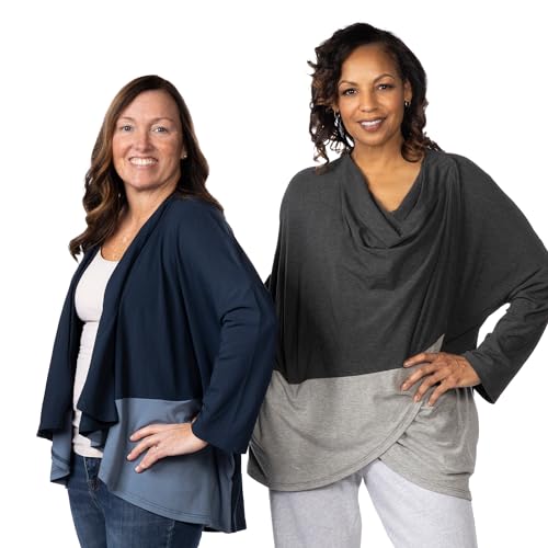 Mastectomy Shirts with Drain Pockets and Snap Neck for Port
