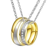 ANAZOZ Boyfriend and Girlfriend Necklace, Couples Necklace for Him and Her Cubic Zirconia Promise Necklace
