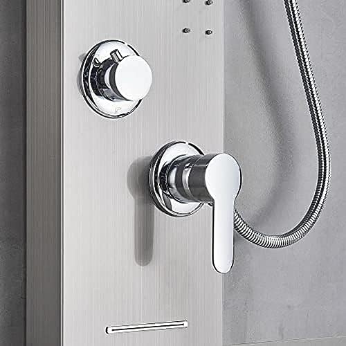 Sistema de Ducha, Panel de Ducha LED de Acero Inoxidable, Torre de Lluvia, Sistema de Boquillas de Masaje de Cascada, Columna de Ducha Mezcladora - Negro 9001, Níquel Cepillado 8013 (Negro 8011) (Níquel Cepillado 8012) miniatura 4