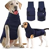 IECOii Hunde-Kapuzenpullover, atmungsaktiv, für Gewitter, Feuerwerk, Tierarztbesuche, Trennung, verstellbare Hunde-Kapuzenpullover zur Geräuschblockierung und Gehörschutz, Blau, Größe XXL