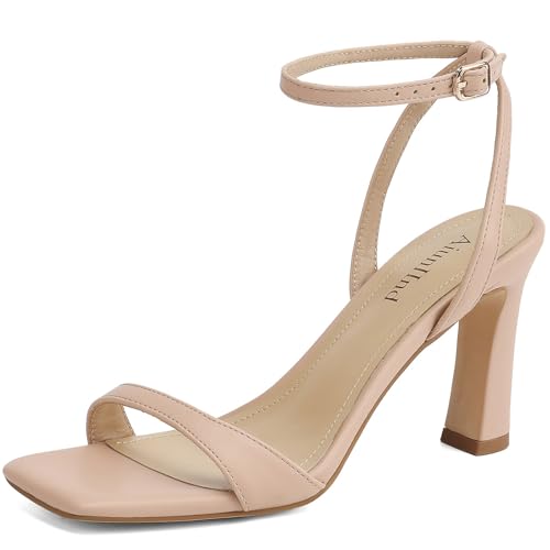 Women's Heeled Sandals Square Open Toe Chunky High Heels Ankle Strap Sandals for Women Prom Wedding Heels