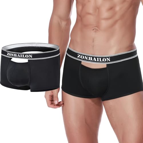 Mens Open Back Underwear Sexy Open Front Boxer Briefs Erotic Backless Panties For Bottom