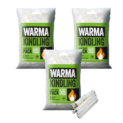 3 x Carry Bags Warma Premium Kindling Tinder Dry Wood Burning Easy to Light - For Starting Open Fires Log Burners Stoves Fire Pits Chimenea Camping Festival Outdoor Holiday Garden Barbecue BBQ