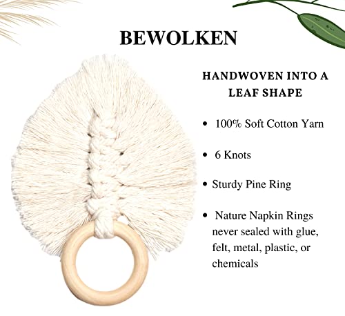 Bewolken Boho Napkin Rings Set Of 6, Napkin Holders Handmade, Macrame & Rustic Napkin Rings For Baby Shower Party Table Decorations (Ivory) #TOP2