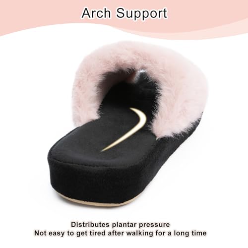 Cozy House Slippers for Women Indoor Outdoor with Memory Foam Open Toe Fuzzy Womens Slide Slippers Sandals Arch Support House Shoes4