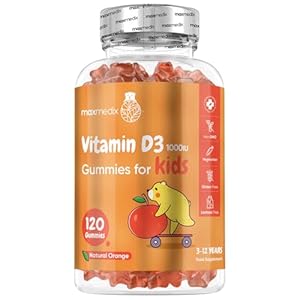 Vitamin D for Kids 1000IU | 120 Tasty Gummies | 4 Months Supply | Natural Orange Flavour | 1 per Day | Vegetarian-Friendly, Non-GMO & Gluten-Free | Easy to Chew | Kids Vitamin D Gummies for 3-12 Years